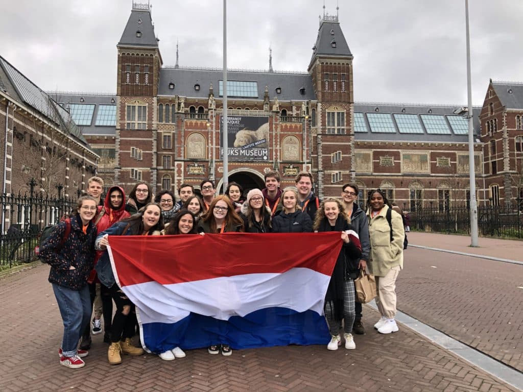 Students with flag